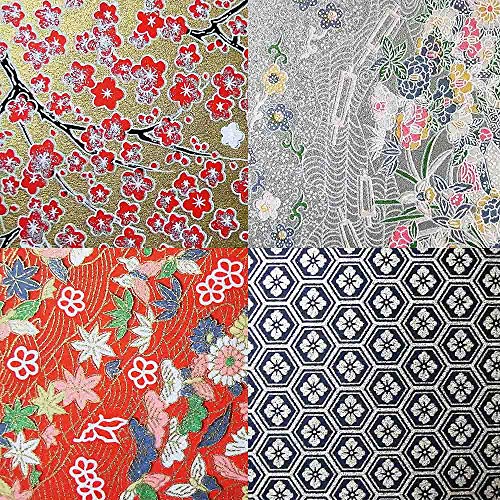 Yuzen Washi Paper 15.75" x 10.83", Large Japanese Washi Paper 4Sheet Pack, AA-4