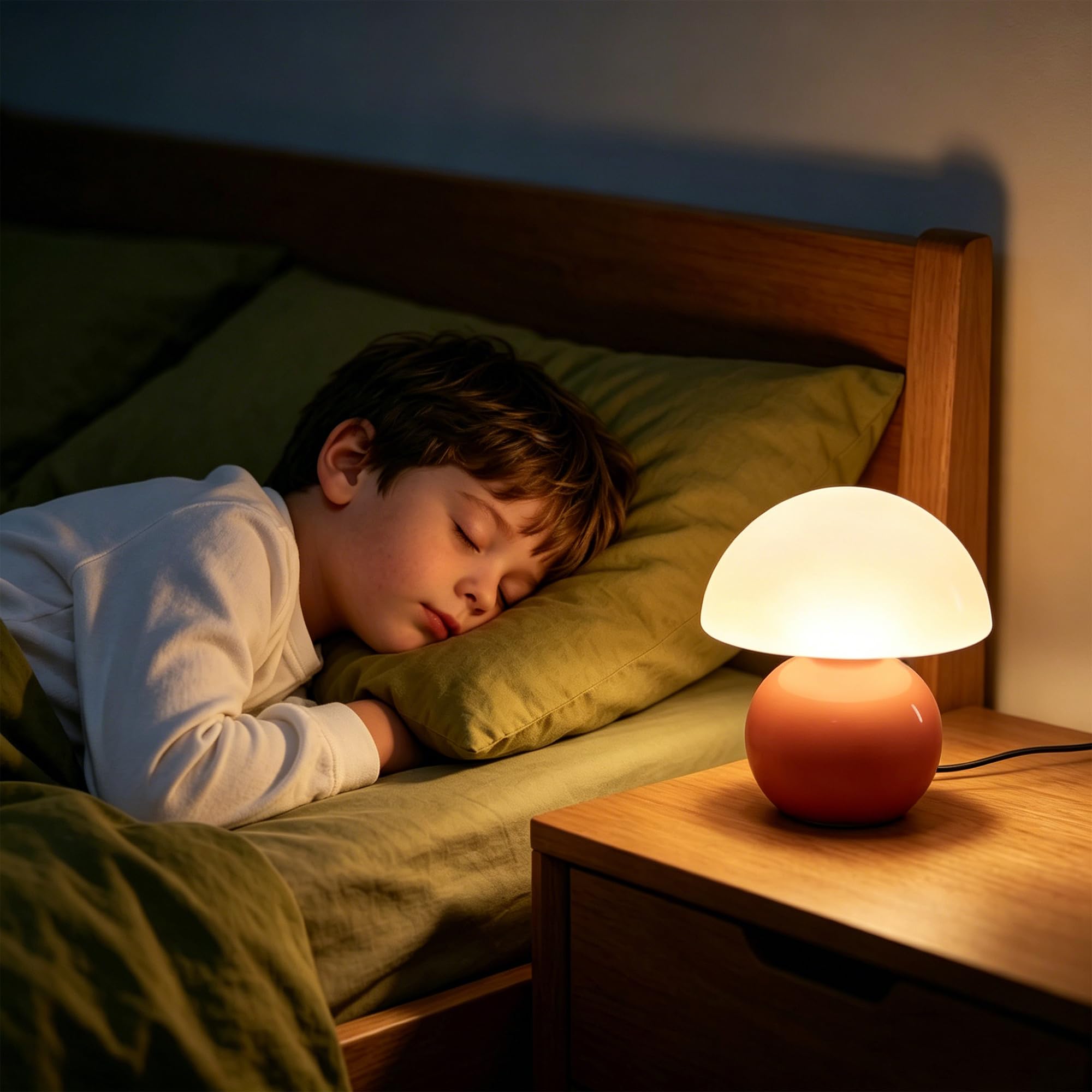 Led Dimmbar Tischleuchte Deko Wohnzimmer, Nachttischlampe Tischlampe, Schlafzimmer Tischlampen, Mushroom Bedside Table Lamp, Keramikbasis Glas Klein Nachtlampe（Pink）