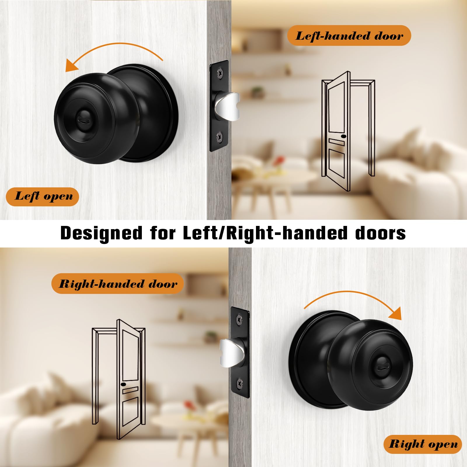 Probrico Black Door Knobs - 10 Pack -5