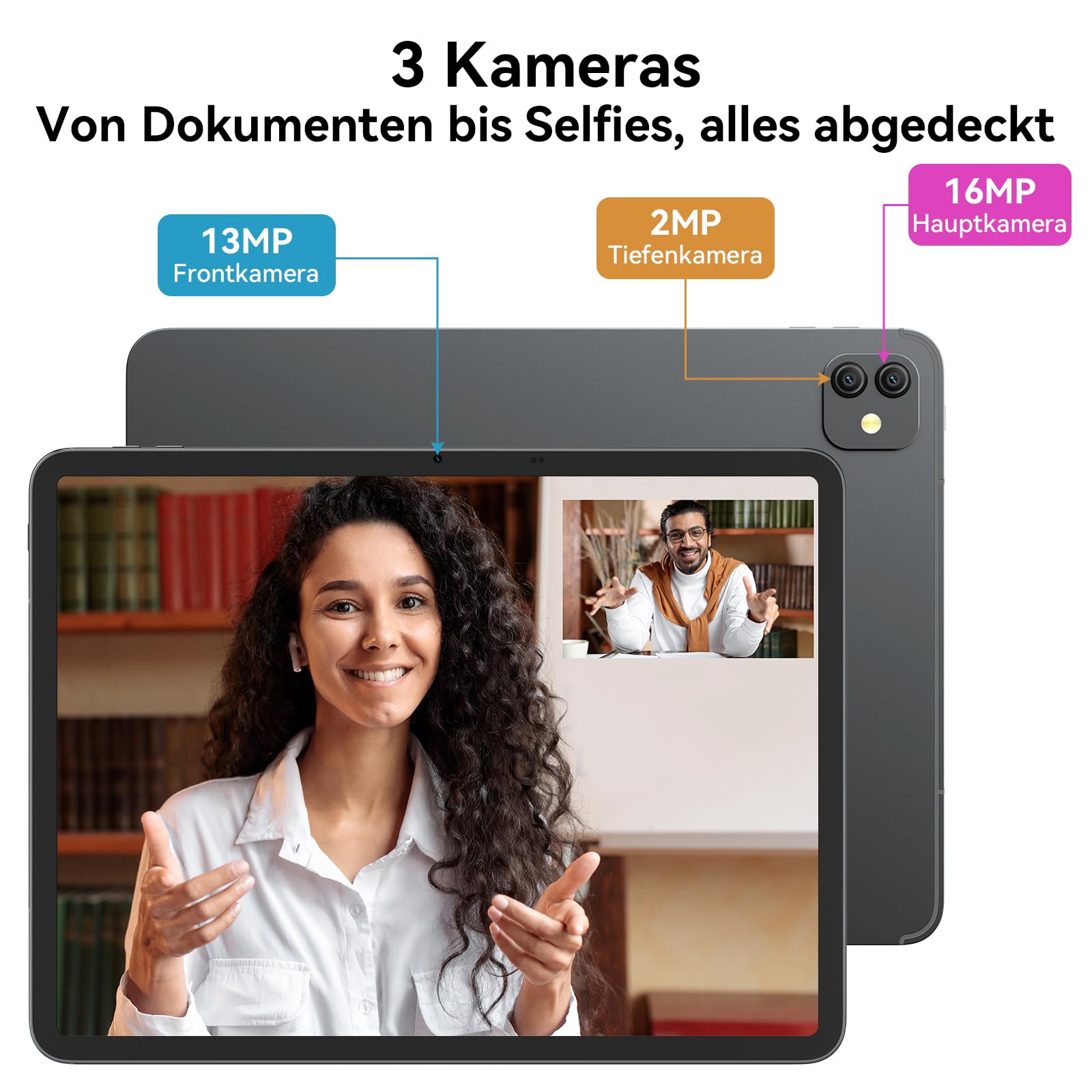 Blackview Link 8 Tablet 13 Zoll,Tablet mit Tastatur und Stift,90Hz Gaming Android 15 Tablets,18GB RAM+256GB ROM,MediaTek G100 Gemini AI/PC Modus/2K+ FHD/8400mAh/Widevine L1/Face ID/16MP+13MP/GPS