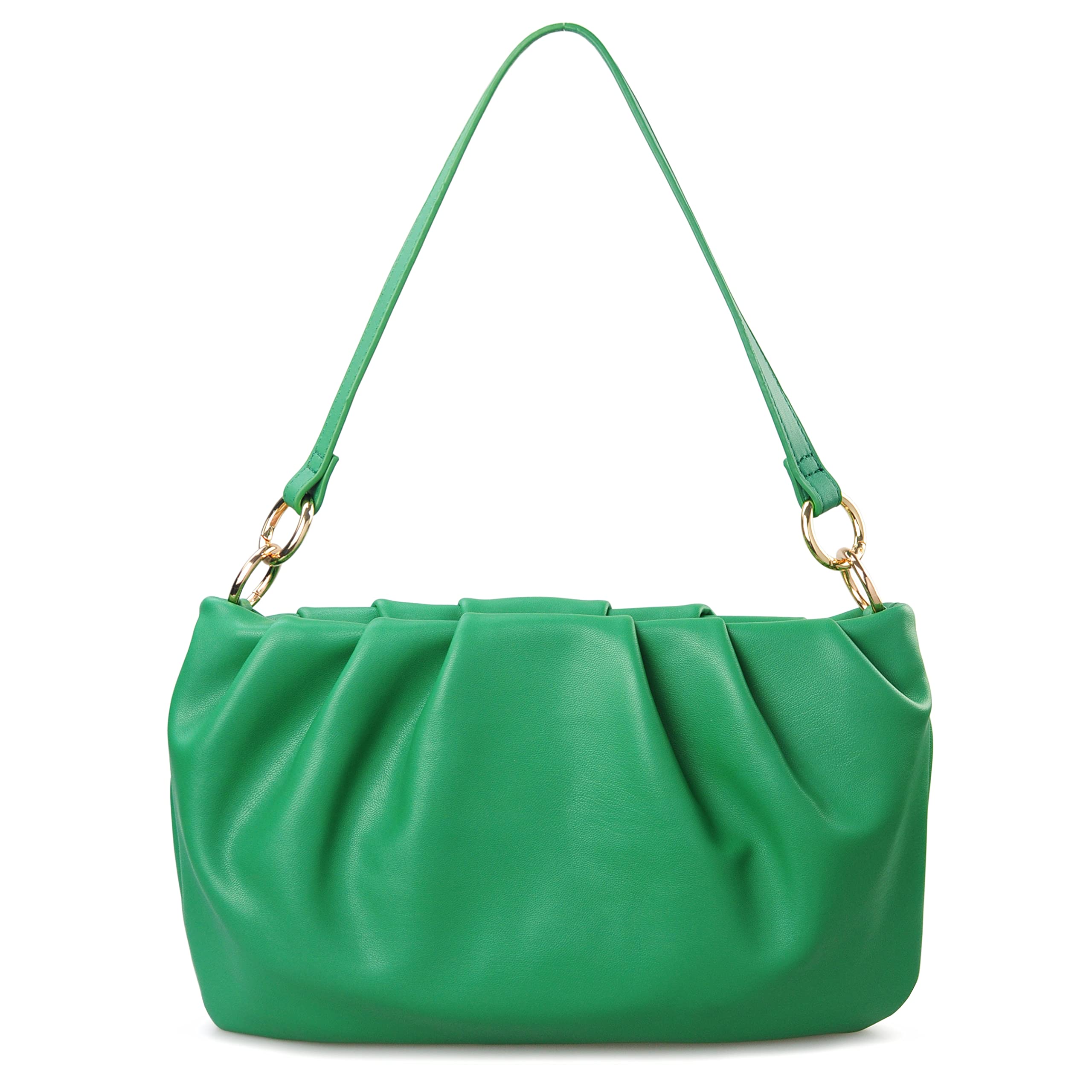 Women Ruched Shoulder Handbag Cloud Pouch Hobo Bag Convertible Clutch Soft Vegan Leather Cross body Bag
