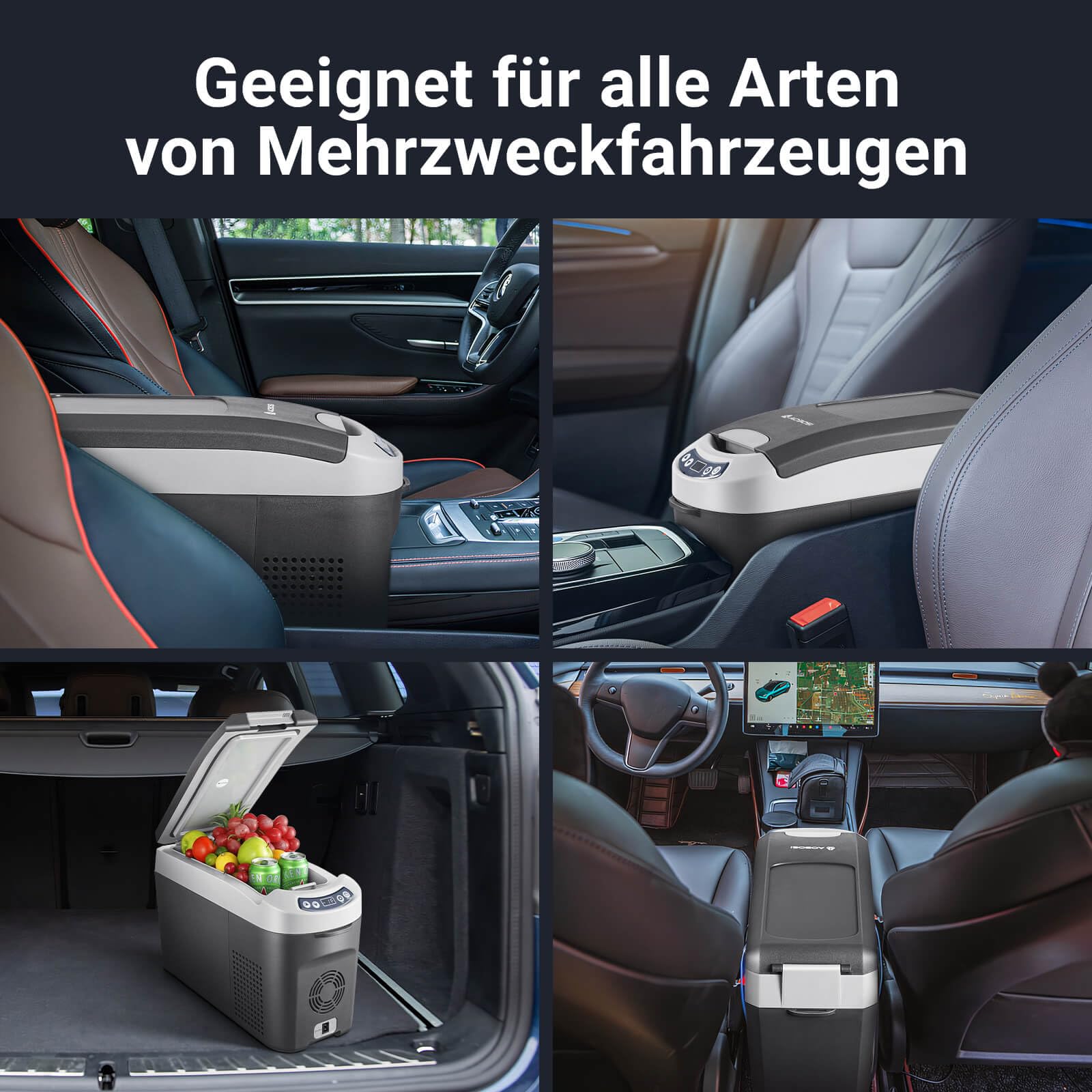 AAOBOSI Kompressor Kühlbox 15 Liter, Kühlbox Auto -20℃~20℃, Kühlbox Elektrisch 12/24V für Auto, Lkw, Boot, Reisemobil und Steckdose
