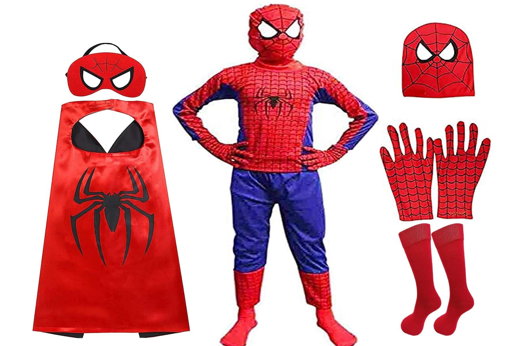 MODERNAZ Super hero spiderboy dress for kids | (Trouser, t-shirt, mask, gloves, socks, backshawl) | multicolor costume (9-10 Years) (B0CCJZS9ZN) Amazon Price History, Amazon Price Tracker