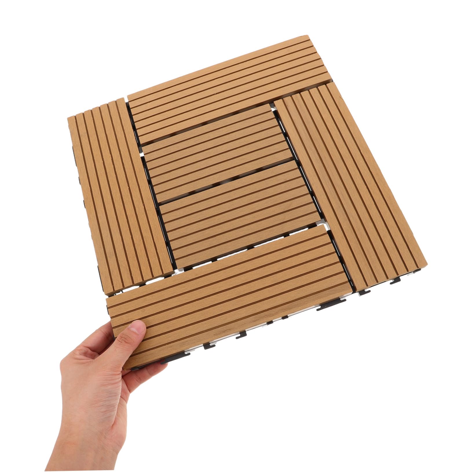 SHINEOFI Dalles de Terrasse Plastique Anti-dérapantes pour Extérieur Clipsables et Résistantes Aux Intempéries Revêtement Sol Balcon et Jardin Entretien Facile