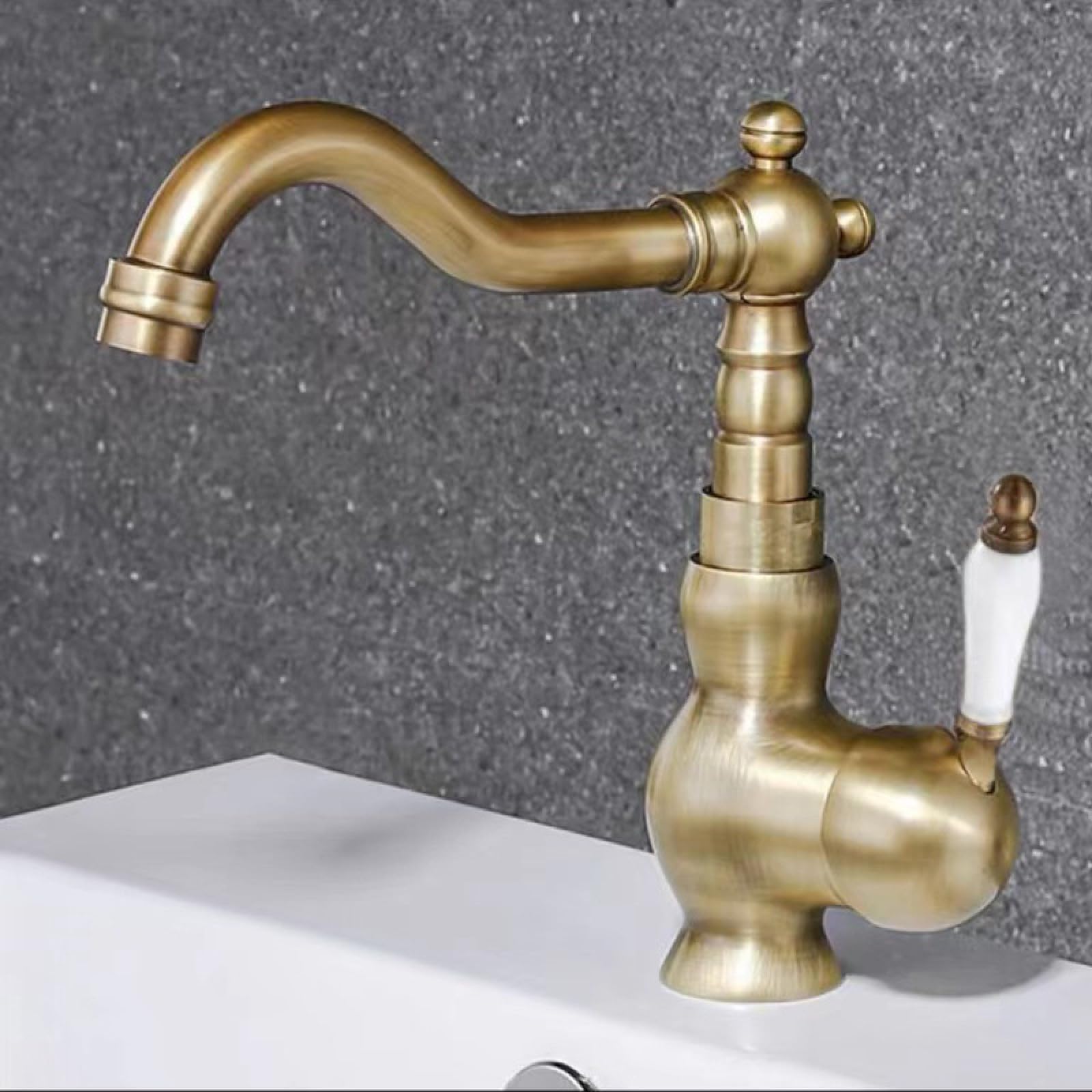 Fanjubei Imitating Antiques Bathroom Hot And Cold Rotating Washbasin Faucet, Antique-Style Faucet