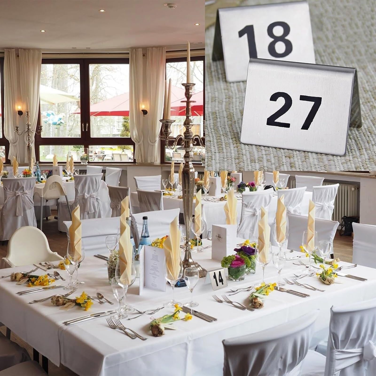 Numeri Tavolo Acciaio Inossidabile, 1-10/25/50/100 Targa Digitale Ristorante Numero Tavolo Impilabile, Forniture Feste Matrimonio Compleanno Nozze(1 to 100)