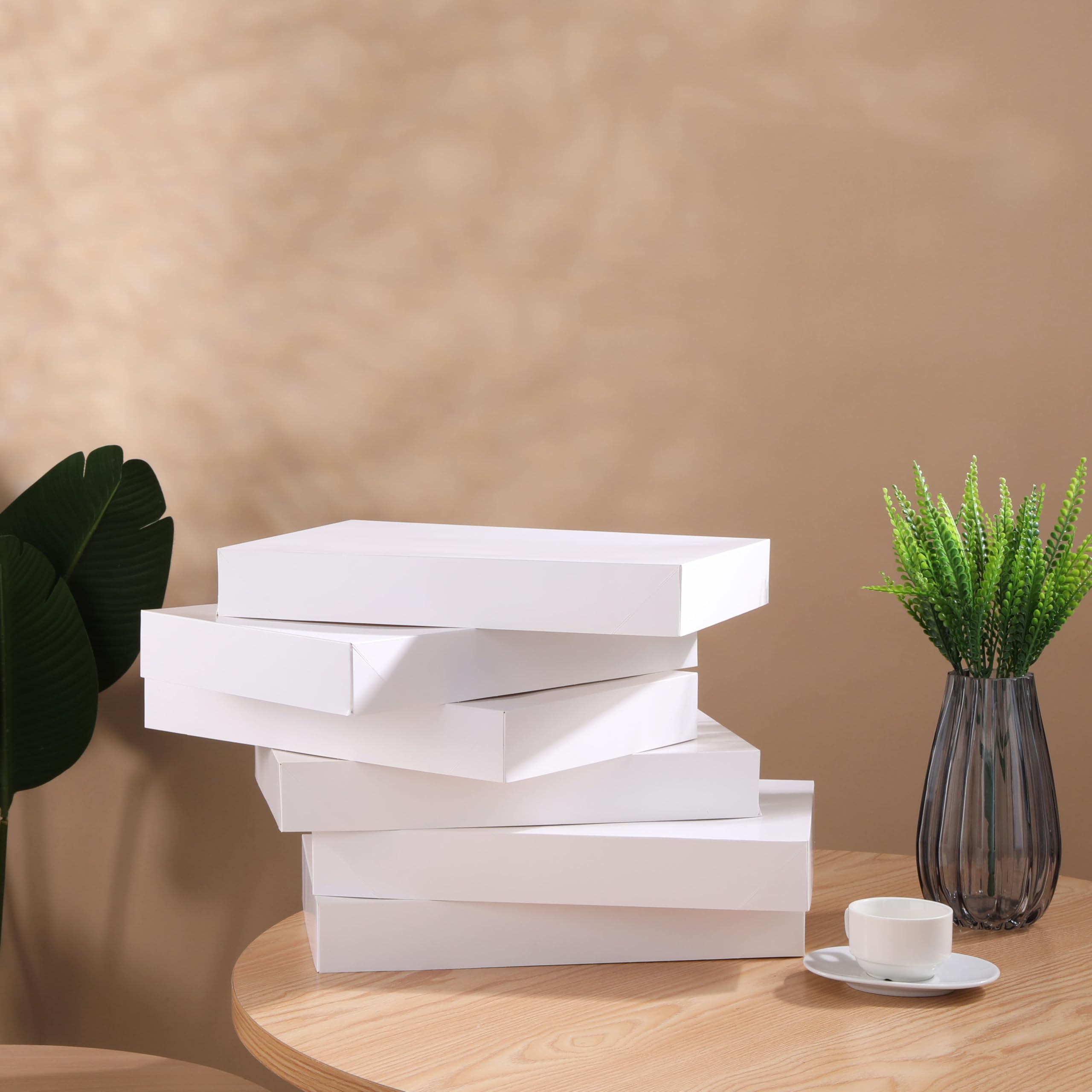 SUNCOLOR 6 sztuk 35 cm duże białe pudełka na prezenty z pokrywkami na ubrania prezenty