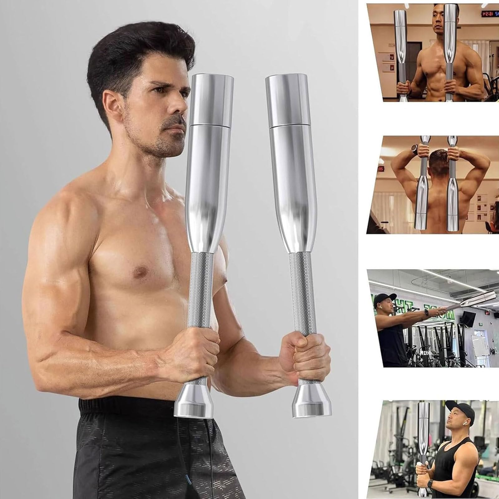2 Verstellbare Macebell Clubbells, 10 Kg/12 Kg/14 Kg Stahl-Mace-Trainingsschläger, Gewichtetes Krafttrainingsgerät Für Ganzkörper-Muskeltraining, Fitness, Stretching, Konditionierung