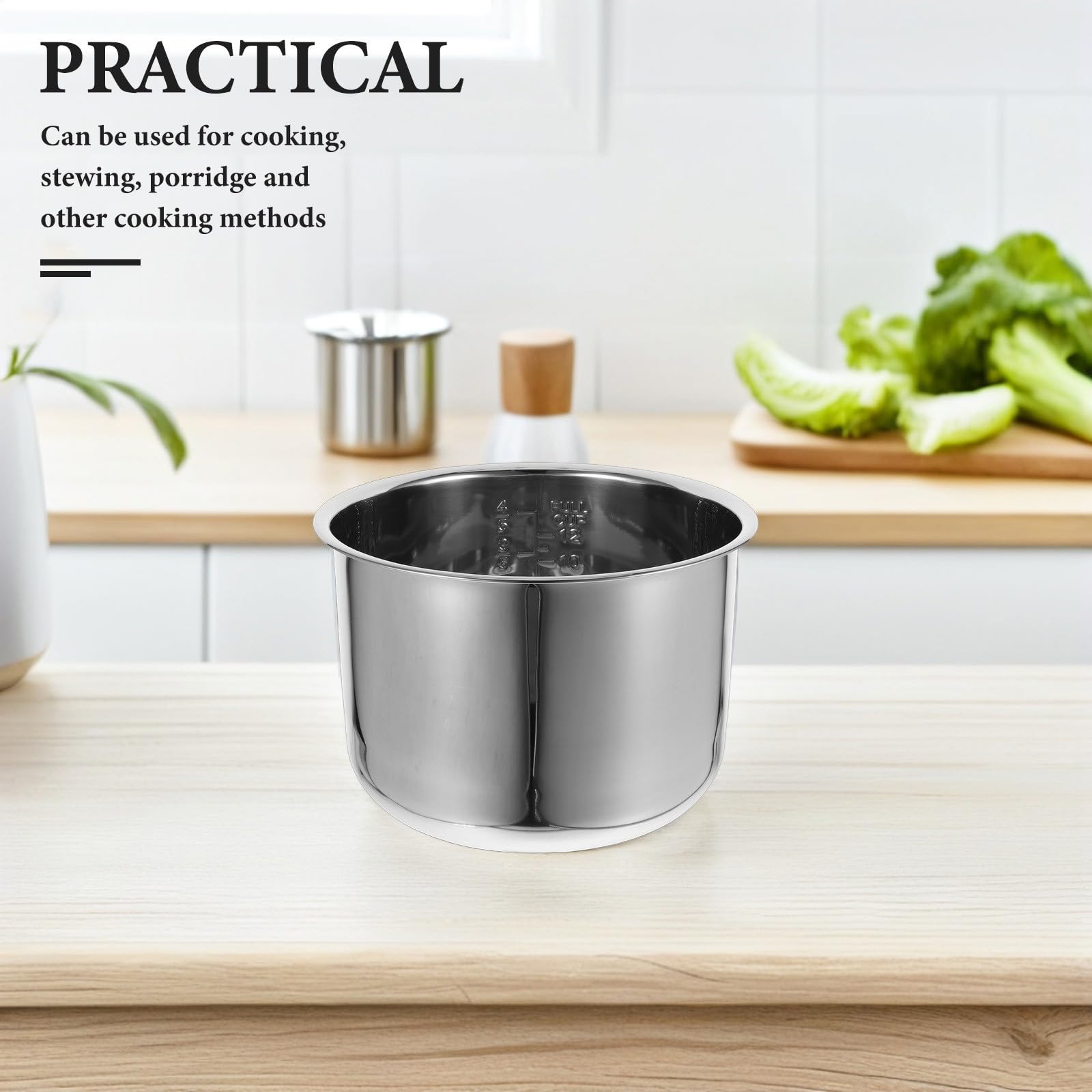 BESPORTBLE Cubeta de Repuesto para Olla Eléctrica de 6 litros, Recipiente de Acero Inoxidable para y Robot de Cocina, Interior Multifuncional, 22cm Diámetro