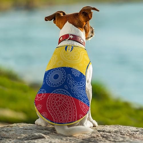 Miniatura 7 de Camiseta suave sin mangas con bandera colombiana de cachemira para mascotas, para cachorros, gatitos y gatos, talla S