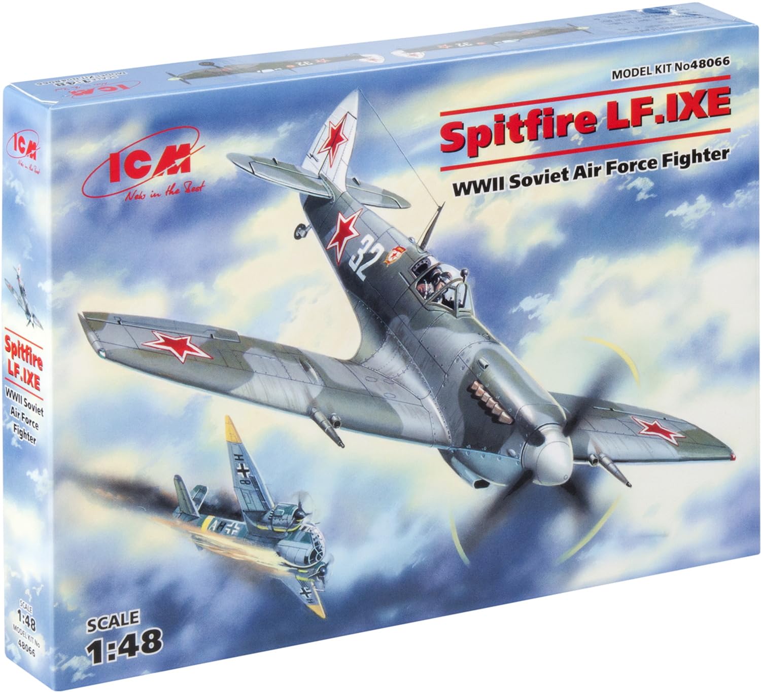 ICM Models Spitfire LF.IXE Building Kit - 1/48 Scale Aircraft Model With 135 Parts