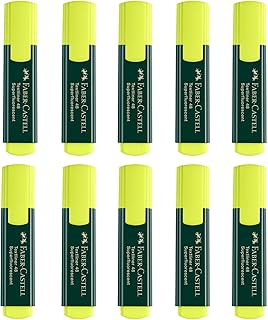 FABER-CASTELL 205254 - Set rotulador amarillo, 10 rotuladores de neón para niños y adultos