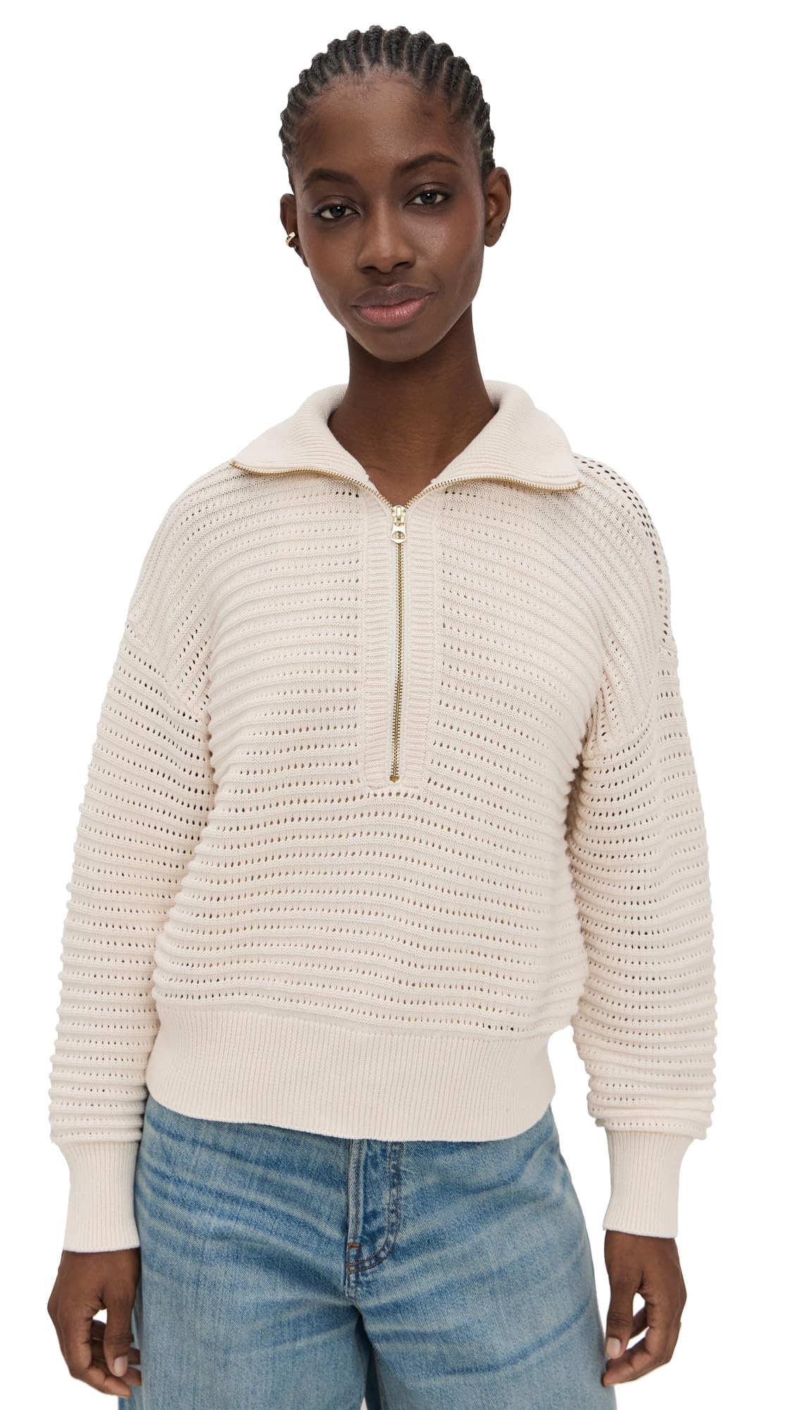 Varley Womens Tara Pointelle Half Zip Sweater