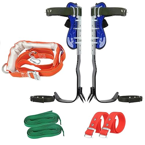 Miniatura 1 de Sookieng Picos ajustables para escalar árboles, 2 engranajes con cinturón de arnés, herramienta de escalada de árboles de acero inoxidable 304,