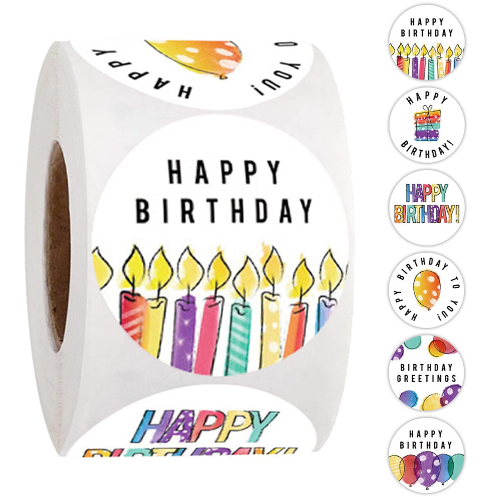Gcroet Birthday Stickers 1Pc 500Pcs/Roll Cute Round Stickers For Birthday Self Adhesive Envelope Stickers Roll Personalized Stickers Labels For Birthday Parties Celebrate Gift Decorations.
