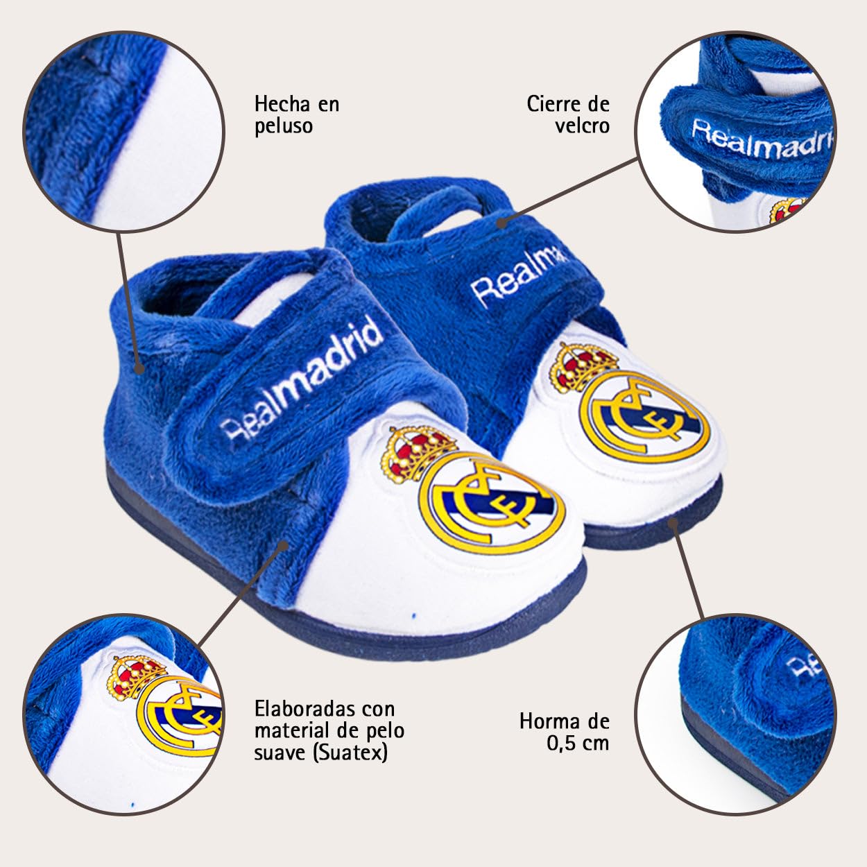 MARPEN SLIPPERS, Zapatillas de casa Real Madrid CF Oficiales Botitas de Invierno para Bebé, Niño o Niña, Temporada 25/26