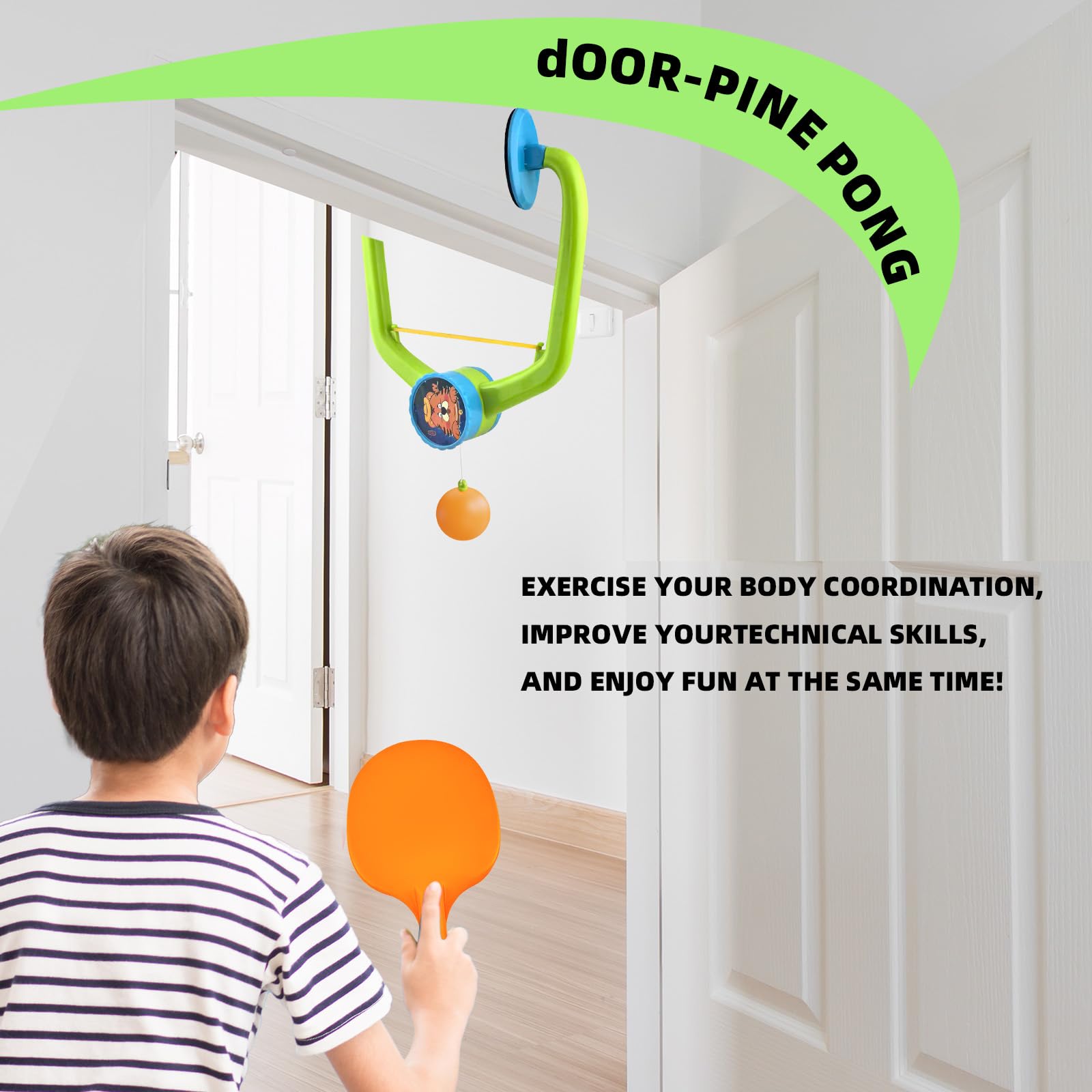 Door Game sur la porte – Entraîneur de tennis de table réglable à suspendre – Installation sans outil – Idéal pour la famille, les exercices et le plaisir en intérieur