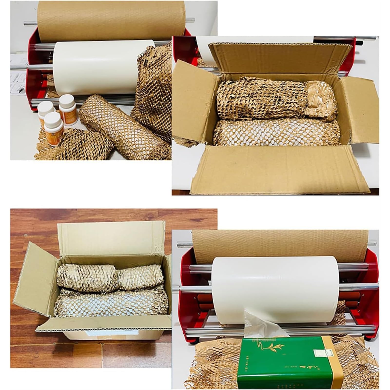 Dispenser di carta da imballaggio a nido d'ape, design a doppio asse con tampone antivibrazione, adatto per rotoli di larghezza 50 cm e lunghezza 250 m, ideale per spedizioni e imballaggi