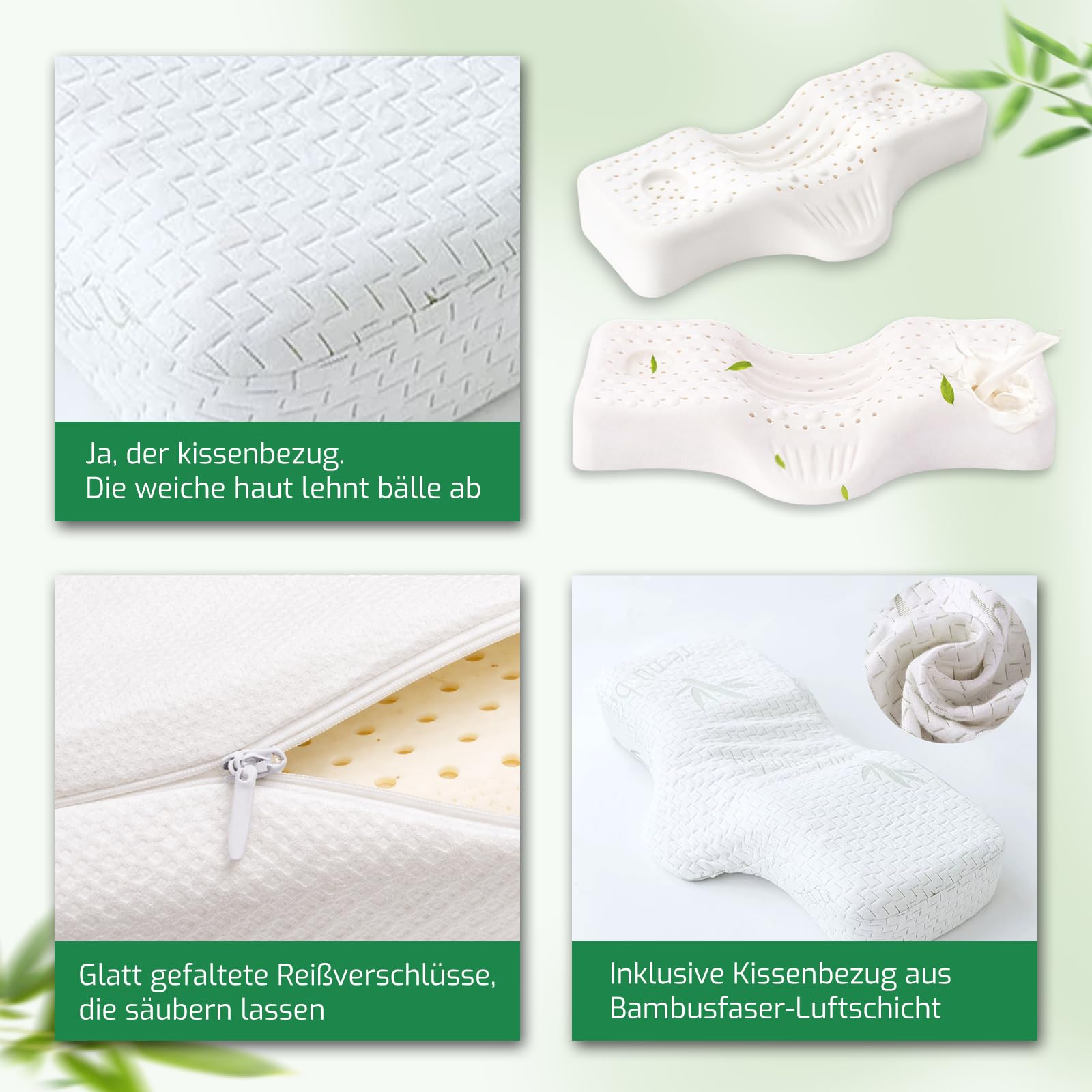 Orthopädisches Nackenstützkissen 32x62x4/8 -Talalay Latex Kissen aus Naturlatex, Ergonomisches Nackenstützkissen für Seiten-und Rückenschläfer - Verstellbares Orthopädisches Talalay Pillow