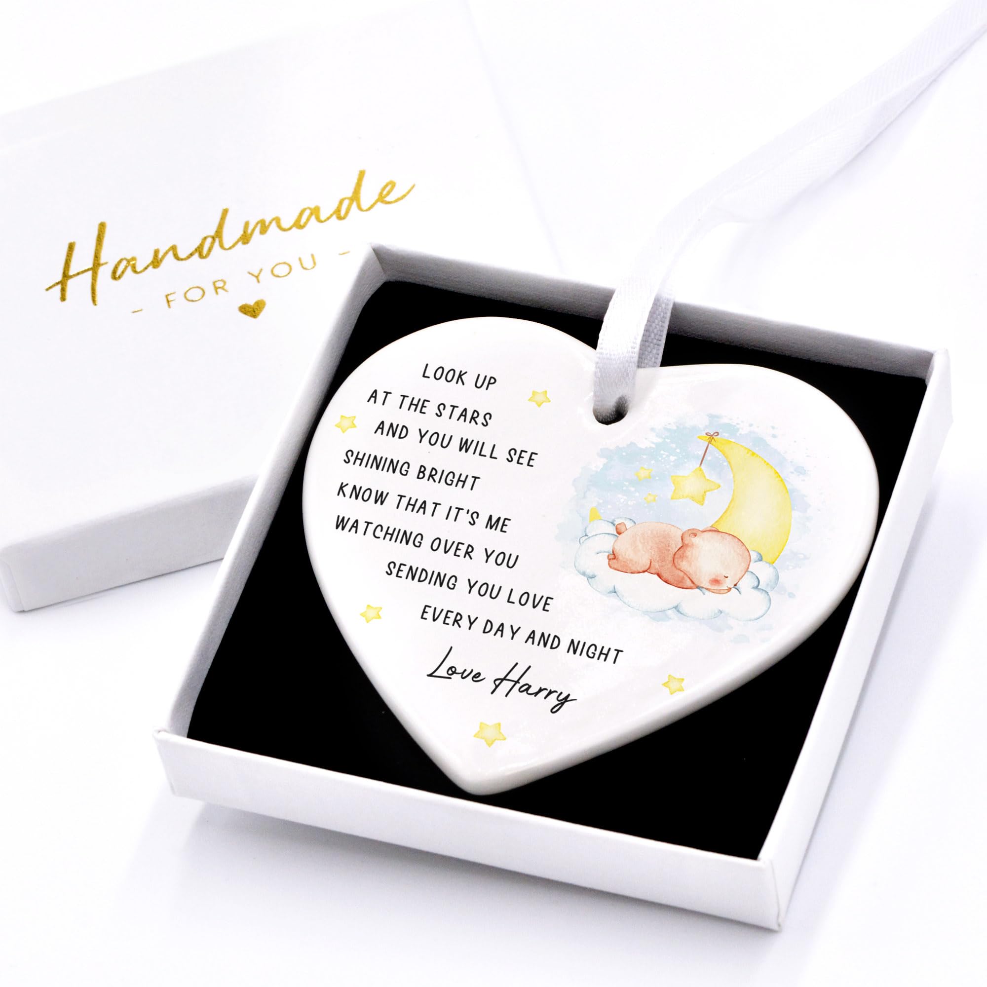 Beecreative Personalised Baby Memorial Gifts, Miscarriage Gifts For Mum Dad, Stillborn Baby Memorial Keepsake, Watching Over You Gift, With Gift Box