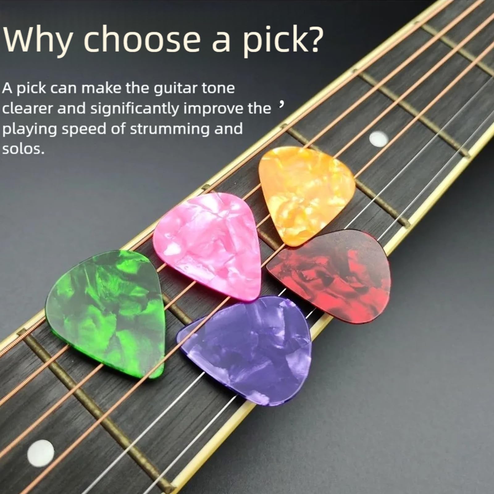Paquete de 21 púas de guitarra con caja organizadora y collar de púa de aleación de zinc, 0.46 0.71 0.96 mm, púas de celuloide para guitarras acústicas eléctricas, bajo, ukelelele, regalo de guitarra