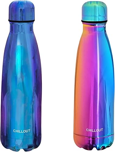 Miniatura 27 de CHILLOUT LIFE Botella de agua de acero inoxidable de 17 onzas de doble pared aislada con forma de botella de cola para bebidas frías y calientes,