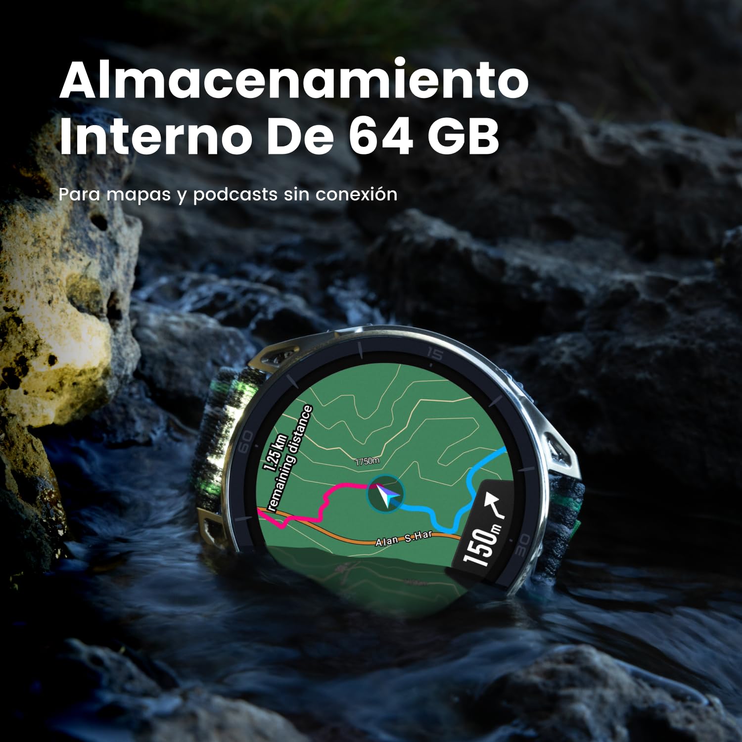 Amazfit Cheetah 2 Ultra Reloj Inteligente GPS 47mm, Cristal Zafiro, Caja Titanio, Batería 30 días, Linterna, Almacenamiento 64 GB, NFC, Mapas,+180 Deportes y HYROX, Smartwatch para Android e iPhone