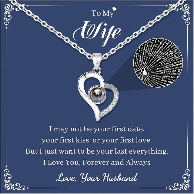 CheersLife I Love You 100 Languages Silver Heart Necklace for Women Her,Wife Necklace from Husband,Girlfriend Necklace,Mum Birthday gift from Daughter Son,Mothers Day Valentine's Day Christmas Jewelry