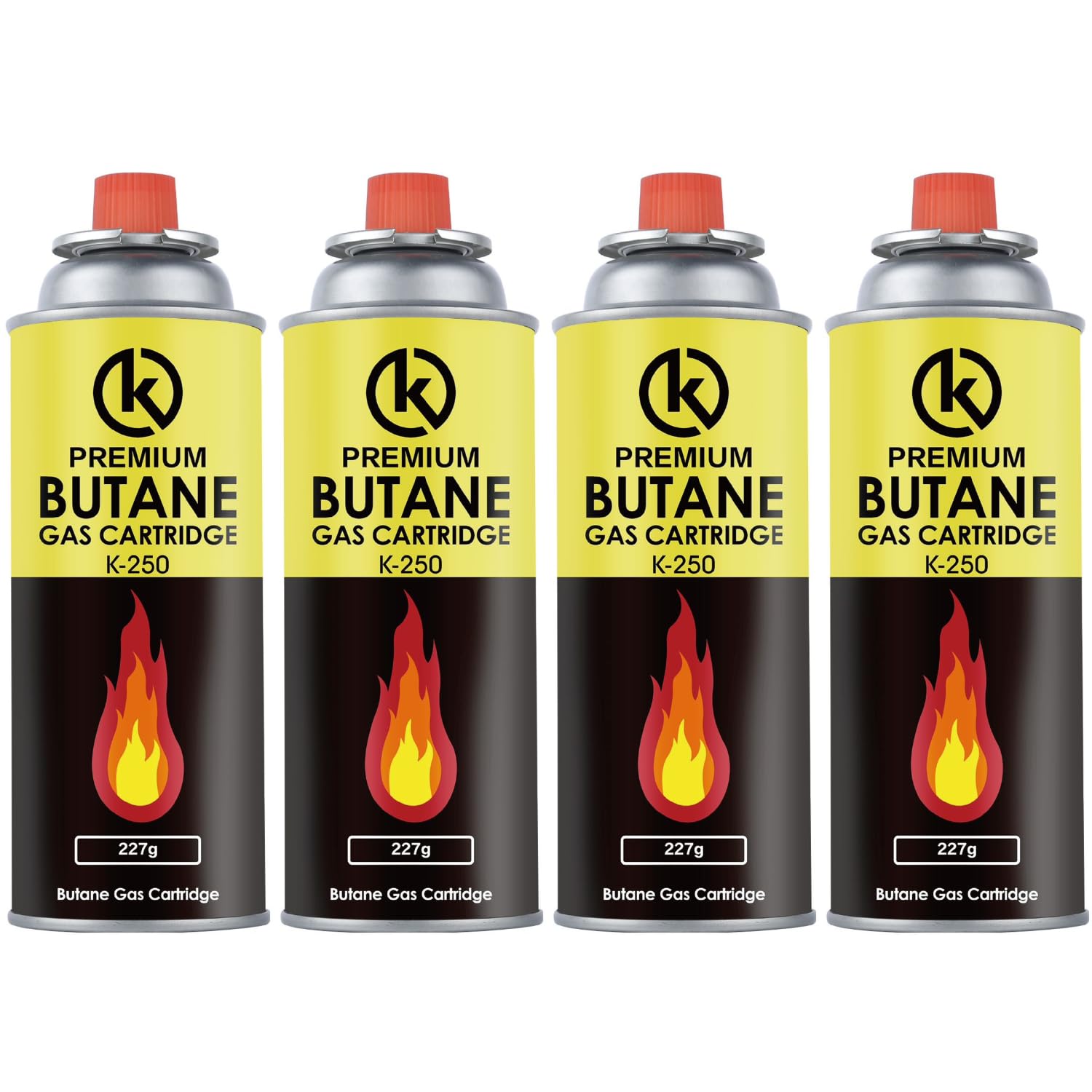 KROWN - Cocina Portatil de Gas Butano 227g, 4 Cartuchos K-250 de Gas Incluidos para Camping, Bombonas K-250