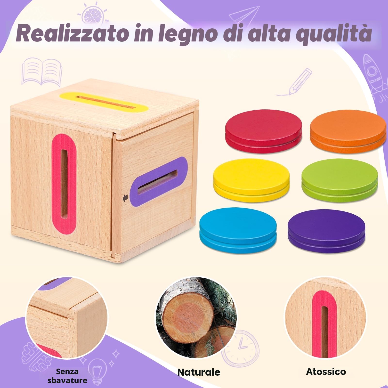 Giochi Montessori 1 2 3 Anno, Giocattoli Bambino 1-3 Anno Giochi da Viaggio Bambini 2 1 3 Anni Regalo Bambino 1-3 Anno Educativi Giocattoli in Legno per attività e Sviluppo