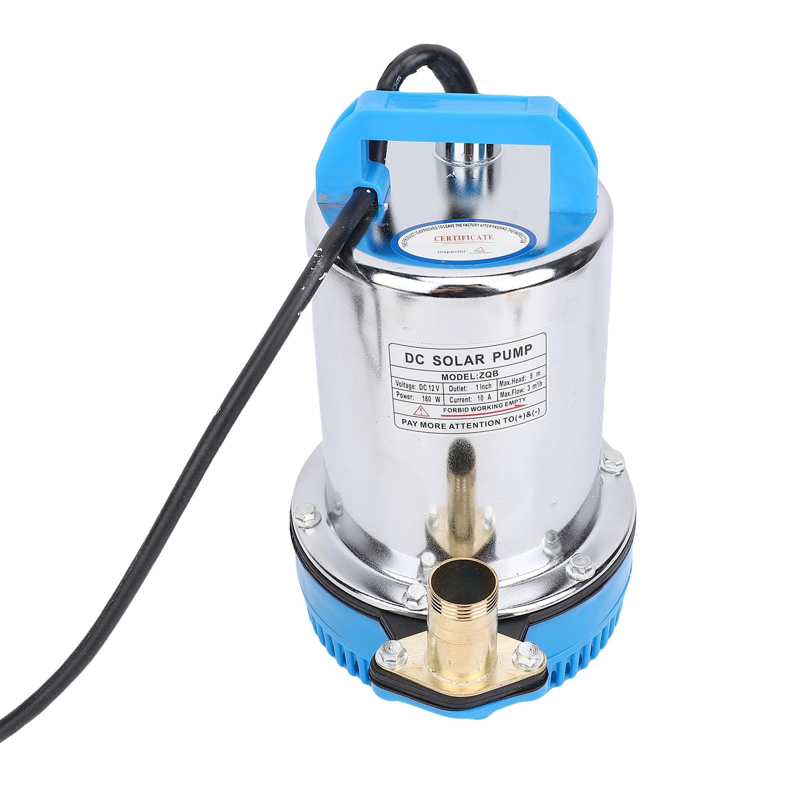 Pompa Ad Acqua Solare Sommergibile Pompa Ad Acqua Solare 180W 3 Metri Cubi/Ora di Flusso in Acciaio Inossidabile con Cavo da 8,2 Piedi per Stagno da Giardino Piscina Acquario