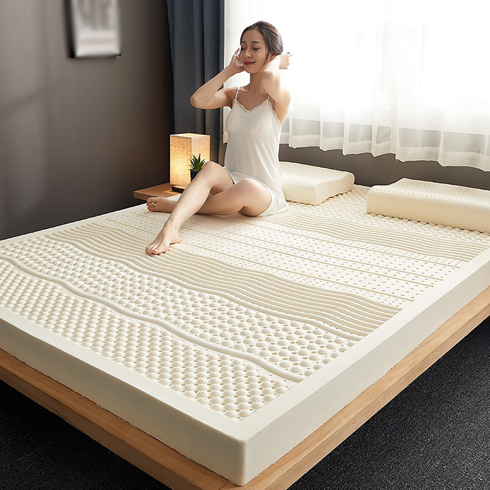 Surmatelas en latex naturel – 93 % latex naturel, 5,1 cm d'épaisseur, design en nid d'abeille, 80 x 190 cm / 31x75in, soutien ultime pour une meilleure Sp
