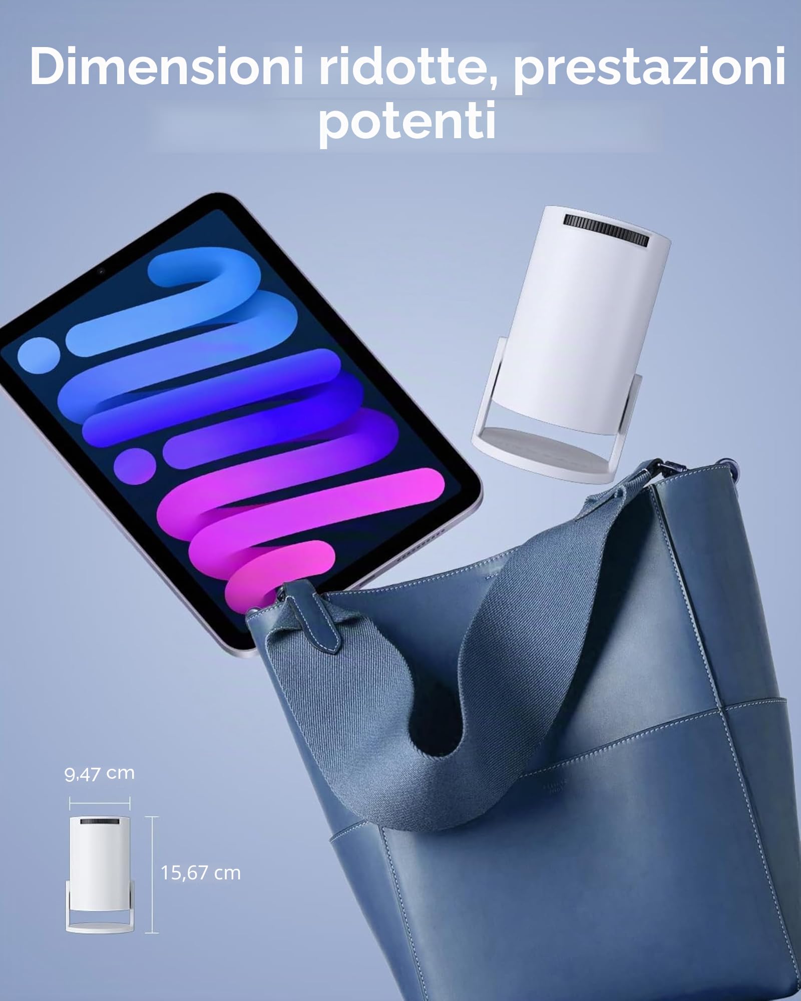 Maxora Mini Proiettore Supporta 4K 1080P, Proiettore Portatile WiFi 6 Bluetooth 5.4, Keystone Automatico, Rotazione 180°, Bianco, HDMI/TV Stick/Memory Stick/Laptop