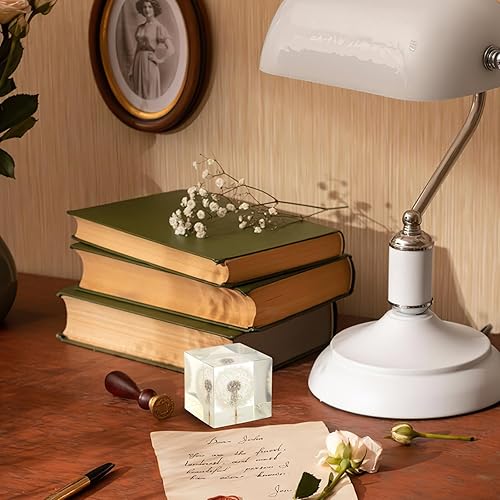 Miniatura 9 de ARTIBETTER Estatua de espécimen de hojaldre real de diente de león 3D en cubo de cristal de cristal, adorno de escritorio, decoración Fengshui para