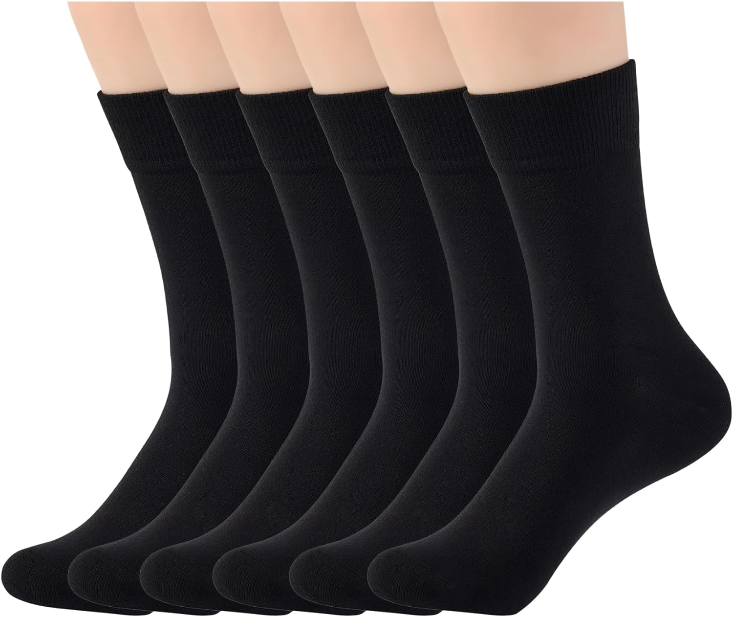 WiWi Womens Crew Socks Viscose Bamboo Casual Socks Super Soft Seamless Toe Sock Solid Cozy Calf Socks 6 Pairs