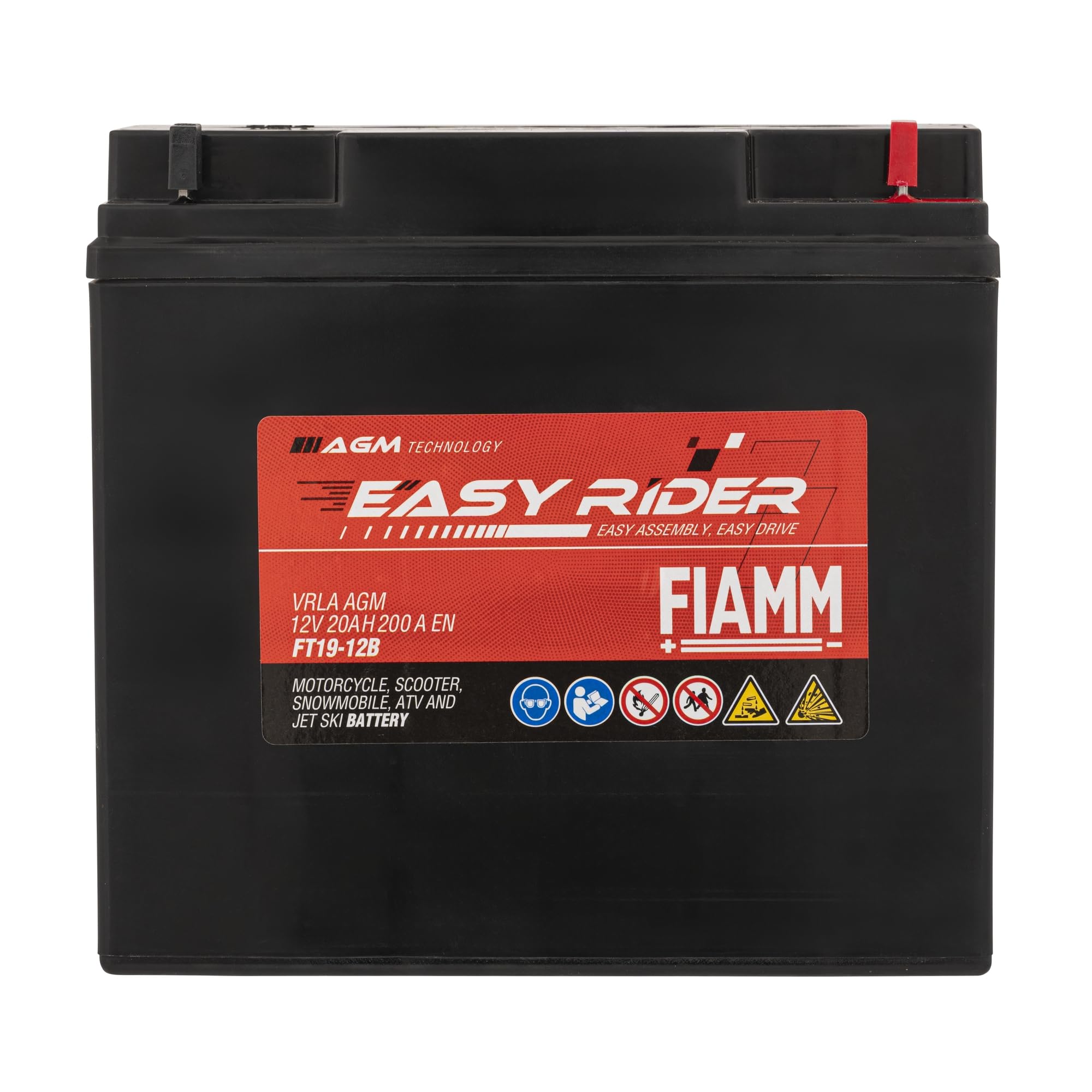 Fiamm Batteria per Moto e Scooter FT19-12B 20AH 200A, Batteria Easy Rider AGM Technology, Massima Potenza di Avvio,Senza Manutenzione, Già Carica, Pronta all'Uso, Adatta a Scooter, Moto, Moto d'acqua | AGM Technology, Massima Potenza di Avvio,Senza Manute
