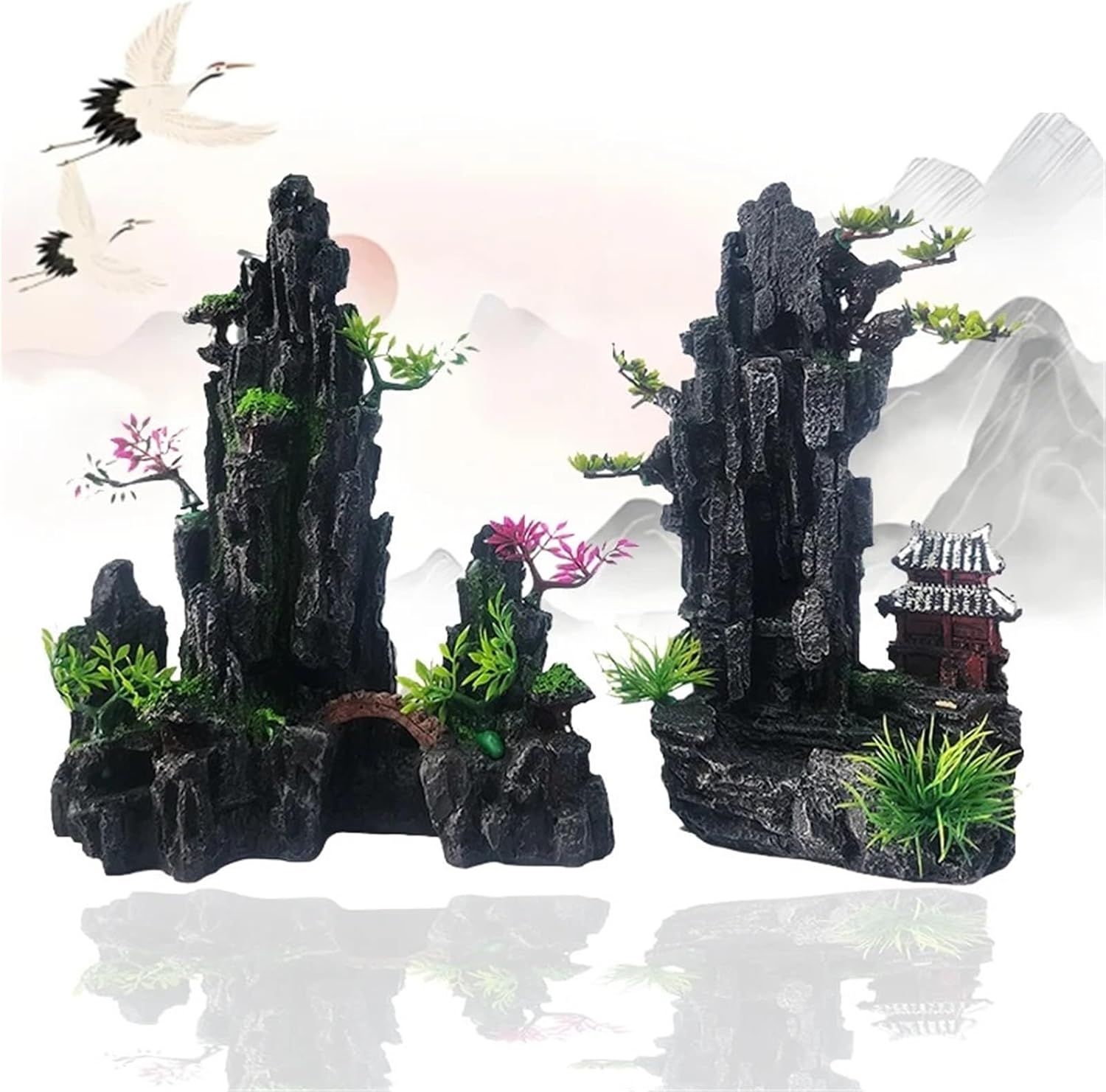 Simulated Aquarium Rockery Mountain Decoration Artificial View Rock Cave Stone Tree Fish Tank Ornament Pet Supplies