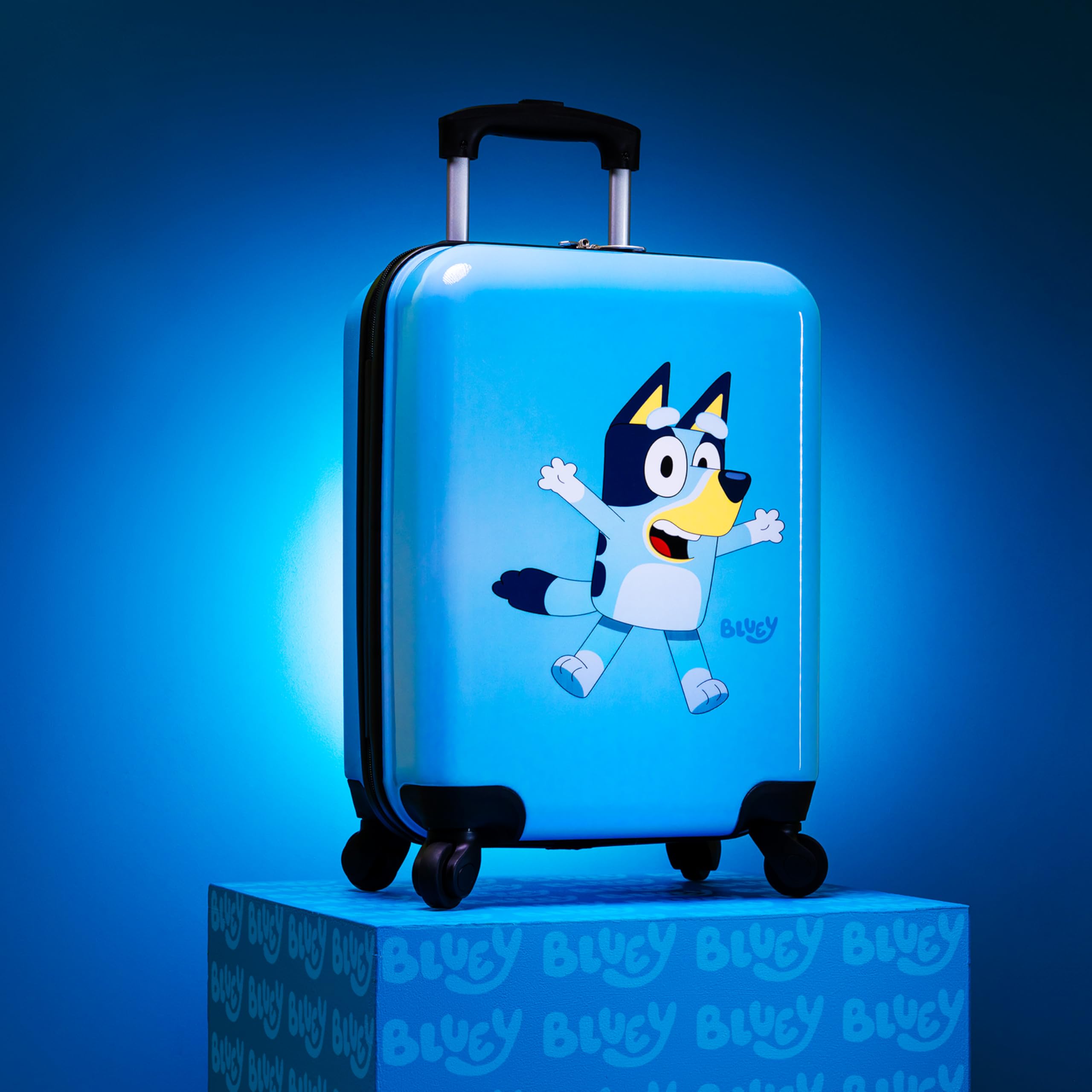 Bluey walizka dla dzieci i niemowląt z twardą otoczką, bagaż podróżny z uchwytem, 4 kółka, 49 cm x 33 cm x 22 cm, 30L, niezbędnik podróżny na wakacje