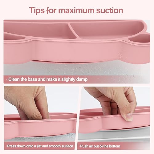 Miniatura 4 de Suministros de destete LED de silicona para bebés, juego de alimentación para niños pequeños con plato de succión dividido, cuenco, cucharas,