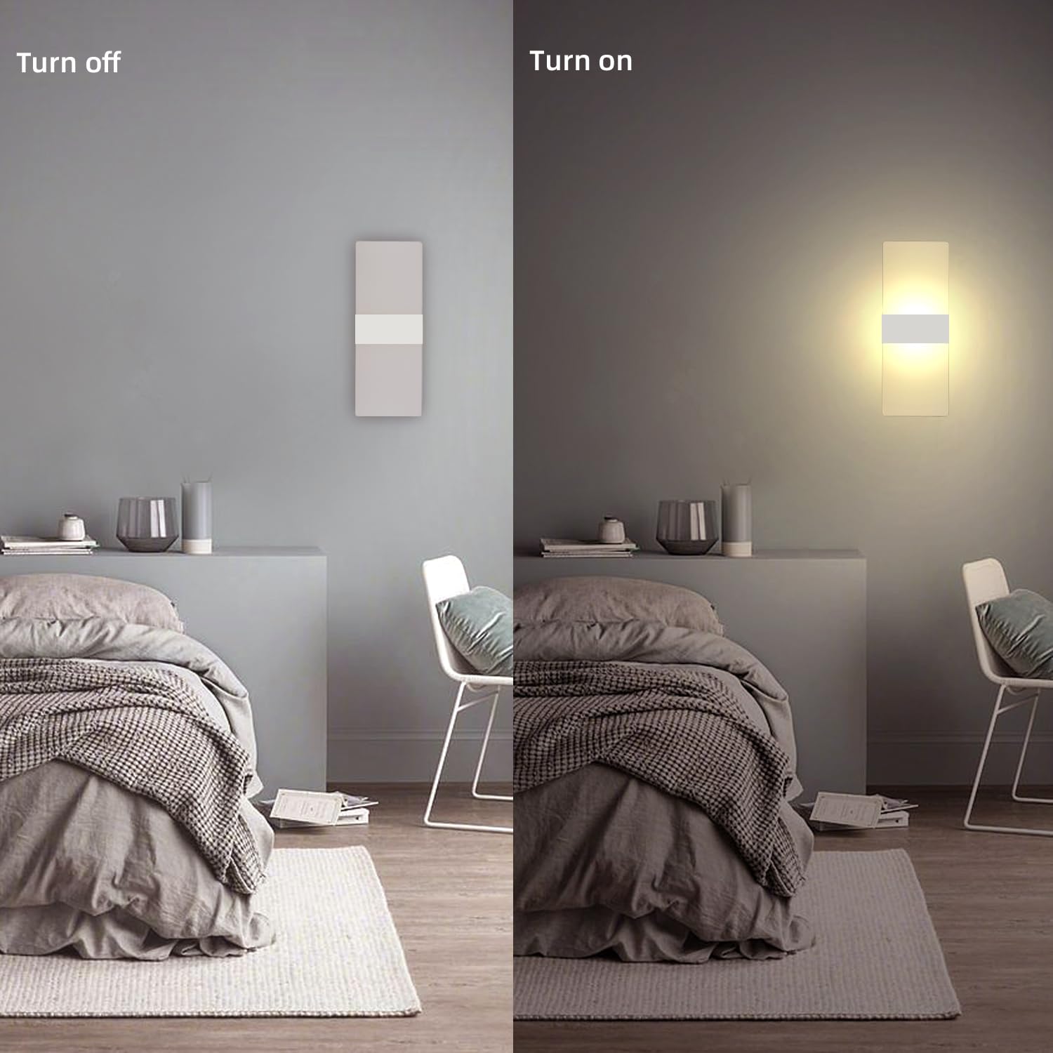 KICAAO 2 Stück Wandleuchte 12W 3000K Acryl LED Wandleuchte Moderne Warmweiß für Flur Wohnzimmer Schlafzimmer Und andere Indoor-Szenen Nicht dimmbar