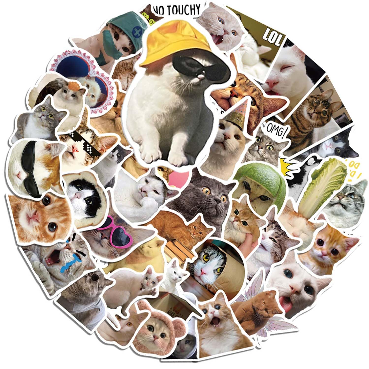 Lindas pegatinas de gato, 50 piezas de pegatinas de gato para niños, pegatinas de animales de dibujos animados, pegatinas de vinilo impermeables para adolescentes, niñas y portátiles