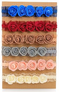 SYGA 6 Pcs Baby Headband Set for Girls–Soft Elastic Hair Bands with Rose Flower Design, Newborn Infant Toddler Hair Access... Price In India