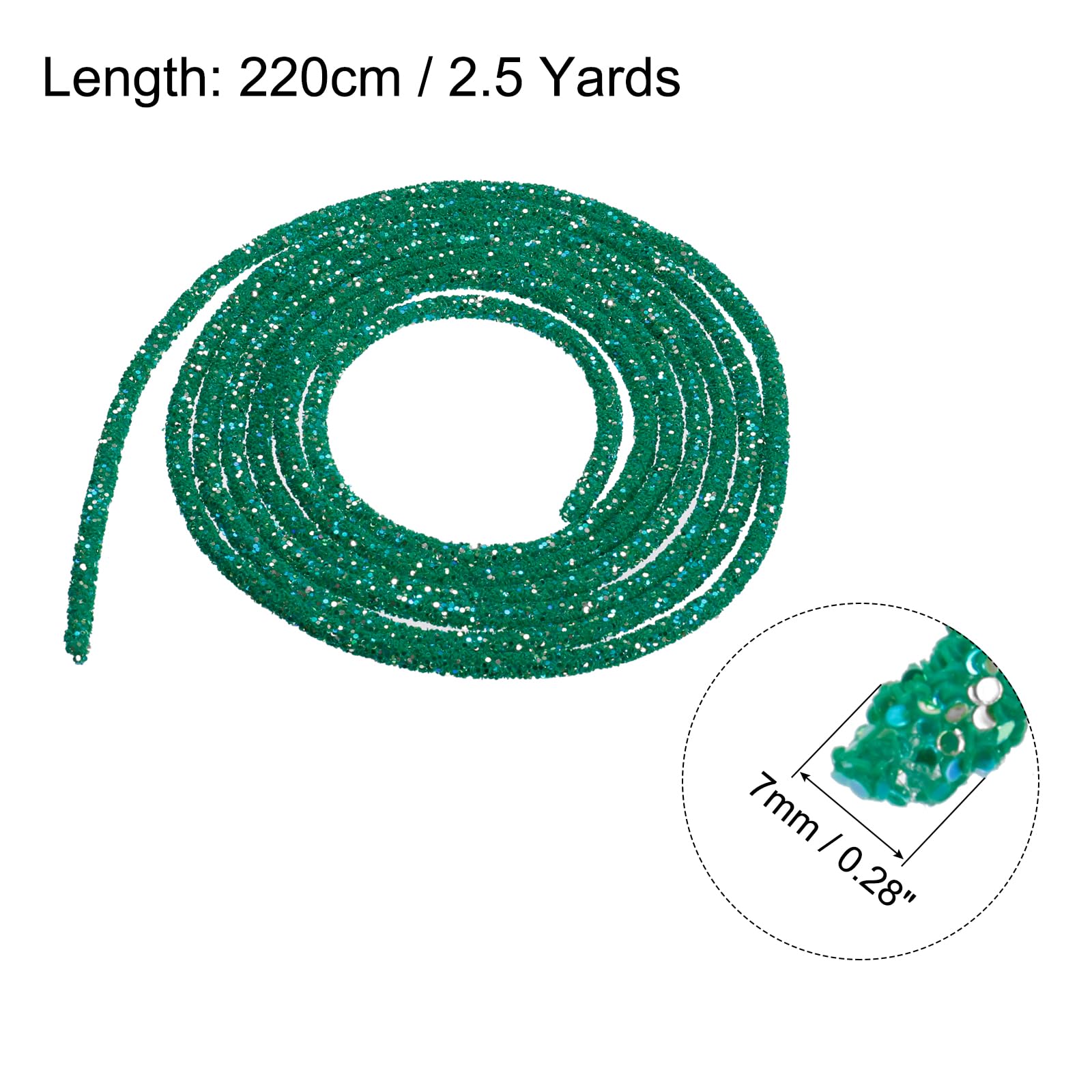 sourcing map 5 Yard 6mm 0.24 inch Glitter Sequins Rope Sequins Rhinestone Tube Cord for DIY Wedding Dresses Costume Clothing Shoes Jewelry Accessory Clear White — view 215