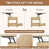 Vista 4 de Mesa de Centro con Tapa Elevable de 42'', Mesa de Centro Multifuncional 4 en 1 con Almacenamiento y Compartimentos Ocultos, Mesa de Centro