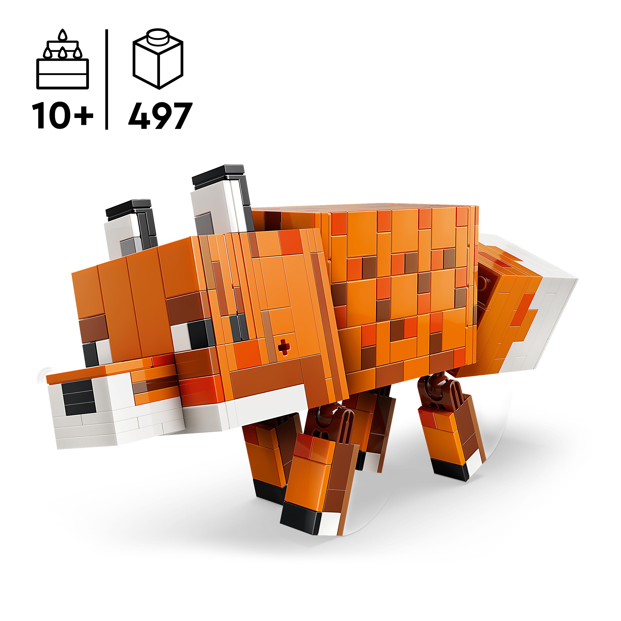 LEGO Minecraft La Volpe Giocattolo - Puzzle Animale 3D con Accessori - Decorazione per la Gaming Room o per la Camera da Letto - Idea Regalo di Compleanno per Bambini, Bambine e Fan da 10 Anni - 21588