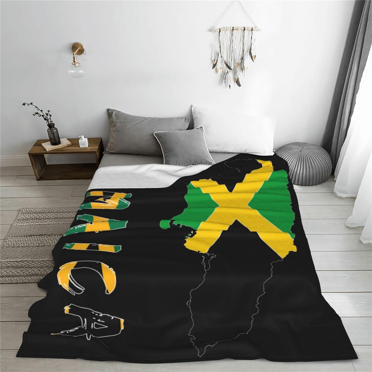 Jamaica Jamaican Flag Map Throw Blanket Travel Blankets Queen Size Soft 40"X30" Cozy Throw Blanket for Living Room Couch Sofa Bed Gifts - Image 2