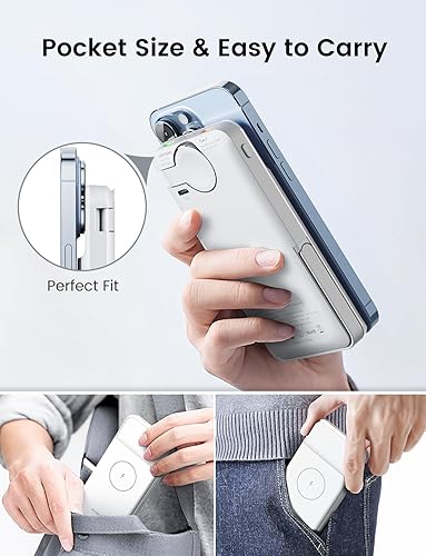 Miniatura 5 de Marnana Banco de energía inalámbrico magnético con cargador de Apple Watch, cargador portátil de carga rápida de 10000 mAh con soporte plegable para