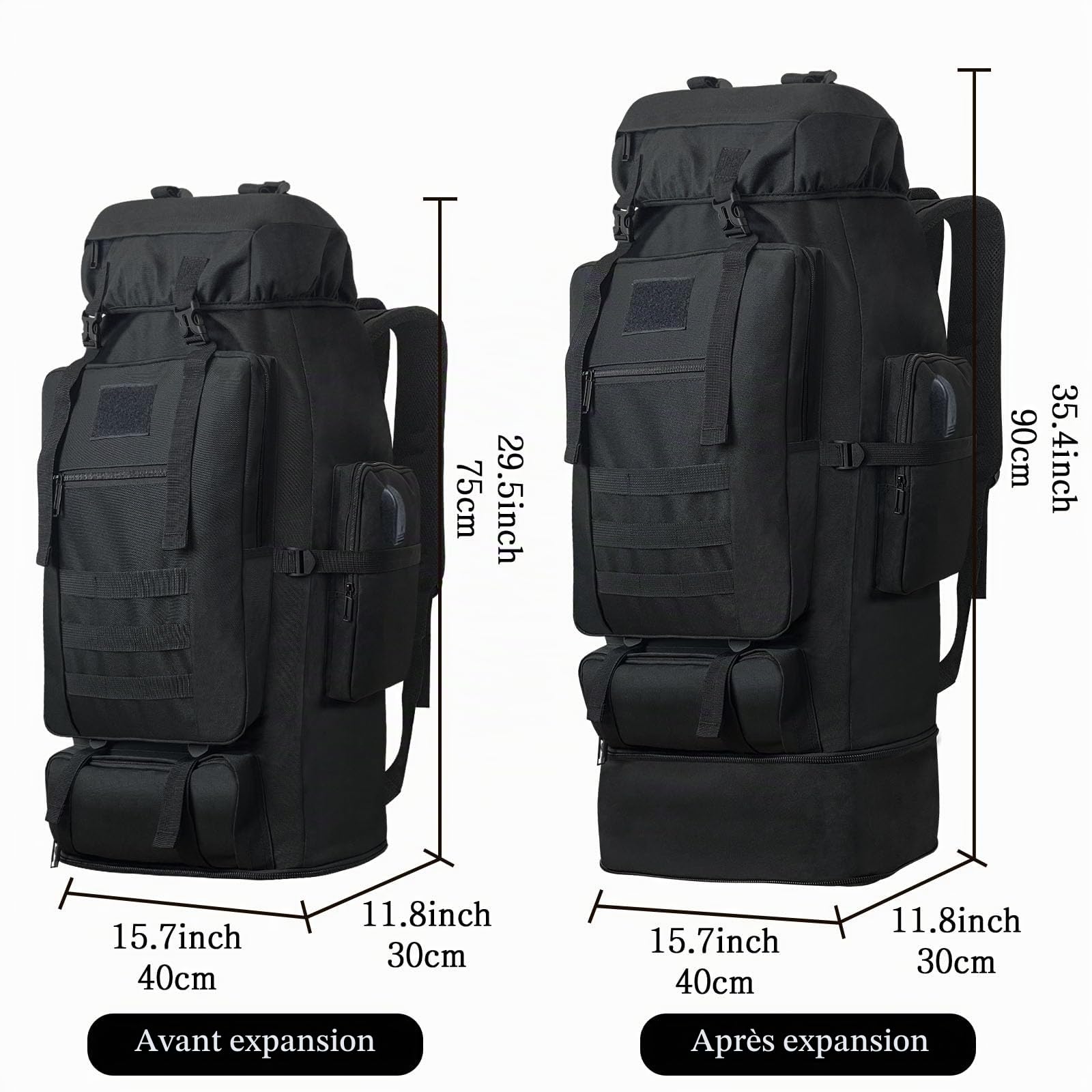 Sac à dos de randonnée tactique militaire de 100 L pour homme avec port de charge USB, sac à dos de voyage léger résistant à l'eau, sac à dos de camping, sac de survie sac à dos de randonnée