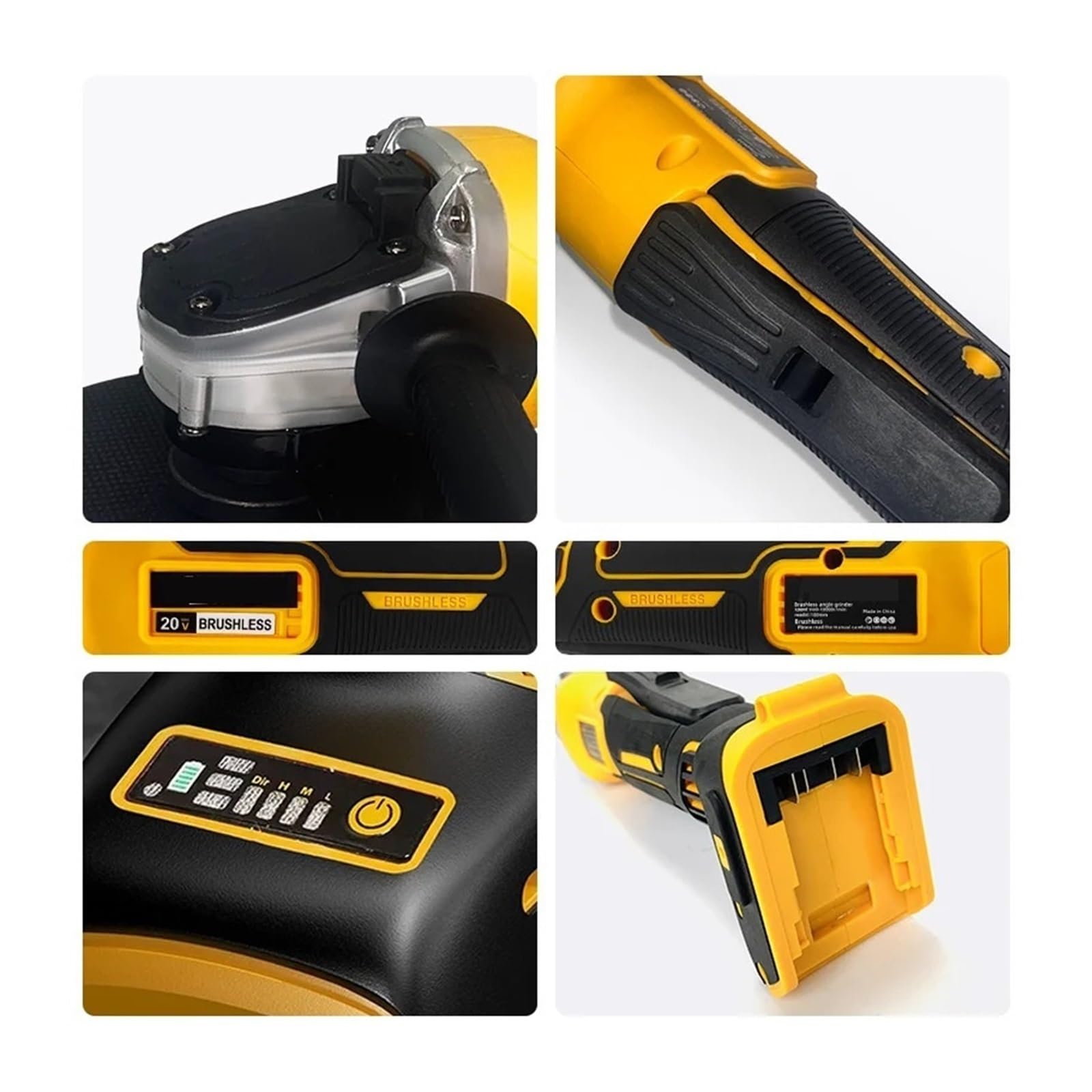 Smerigliatrice angolare senza spazzole a batteria 4 velocità 9000 giri/min 100/125 mm per da 20 V Officina(125mm-No Battery)