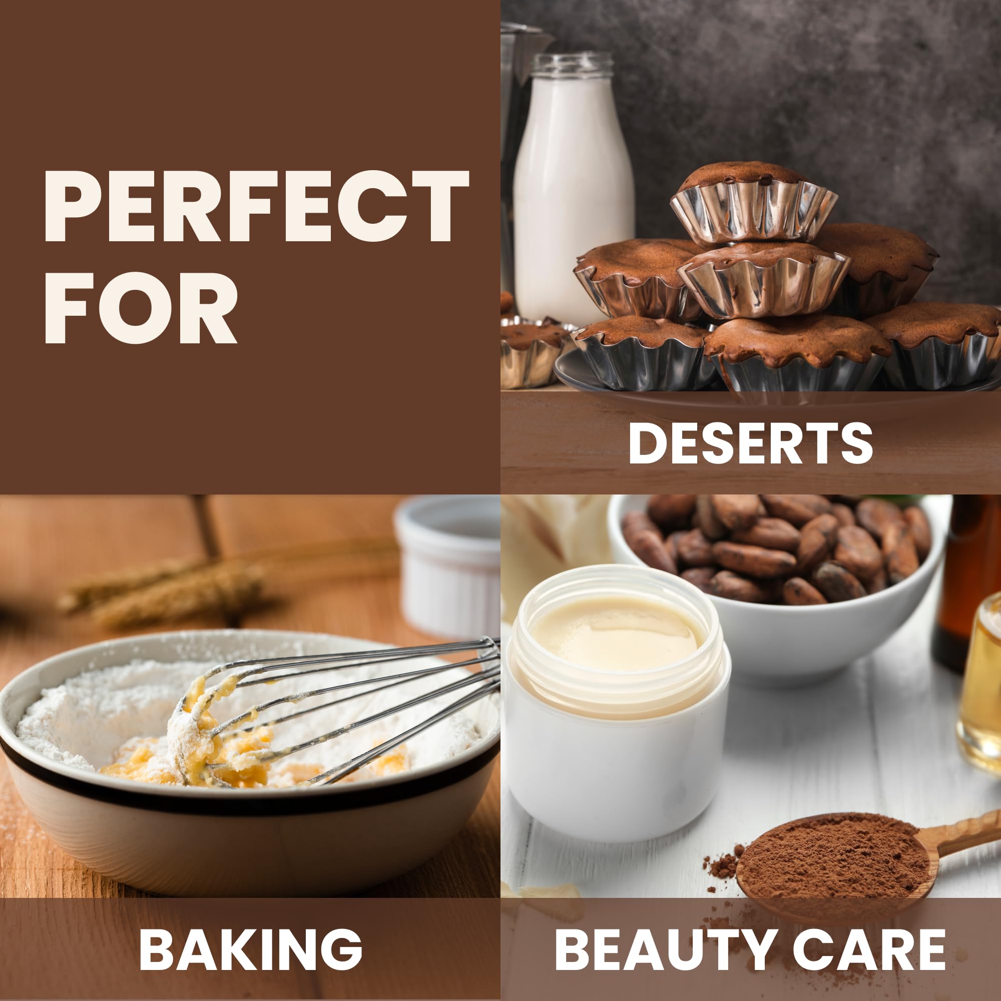 FOODIN Manteca de cacao ecológica — Kakaobutter pura para cuidado de la piel – Ideal para repostería, postres y cocina – Aroma suave y nutritivo – 750 g